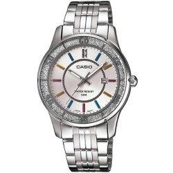 CASIO COLLECTION Mod. LADY DATE GLITTER BEZEL - WHITE LTP-1358D-7AVDF